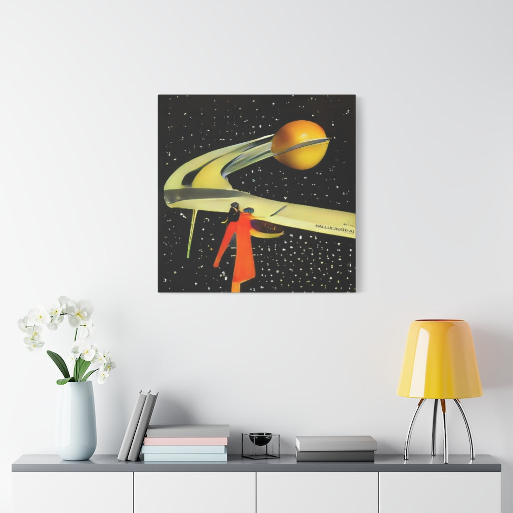 Space Lady in Red Classic Canvas